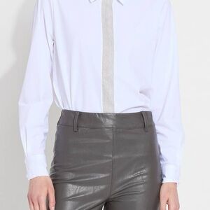 NWT LYSSÉ CONNIE MICRO BEADED SHIRT, M